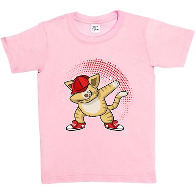 1Tee Kinder Mädchen T-Shirt Dabbing Cool Cat