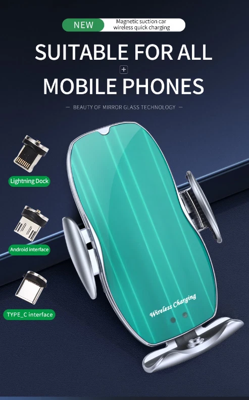 Cargador de teléfono inalámbrico para automóvil 15W H8 sujeción automática sensor inteligente soporte de cargador rápido Foto 2 de 4