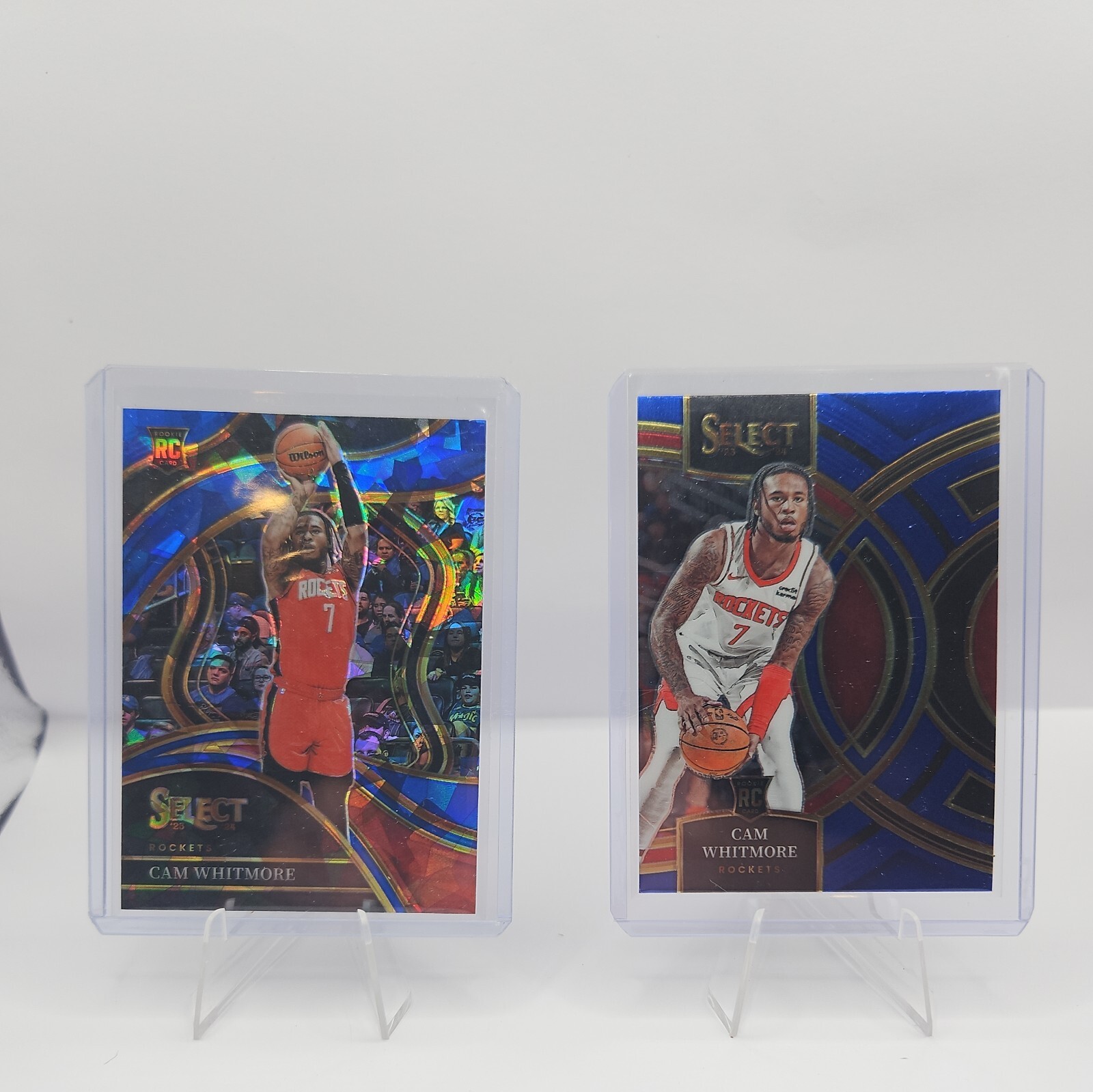 2023-24 Panini Select #282 Cam Whitmore Blue Courtside Prizm Silver RC - Rockets