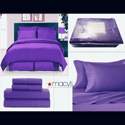 NWT Vintage Essential Collection Purple California King 4Pc microfiber Sheet Set