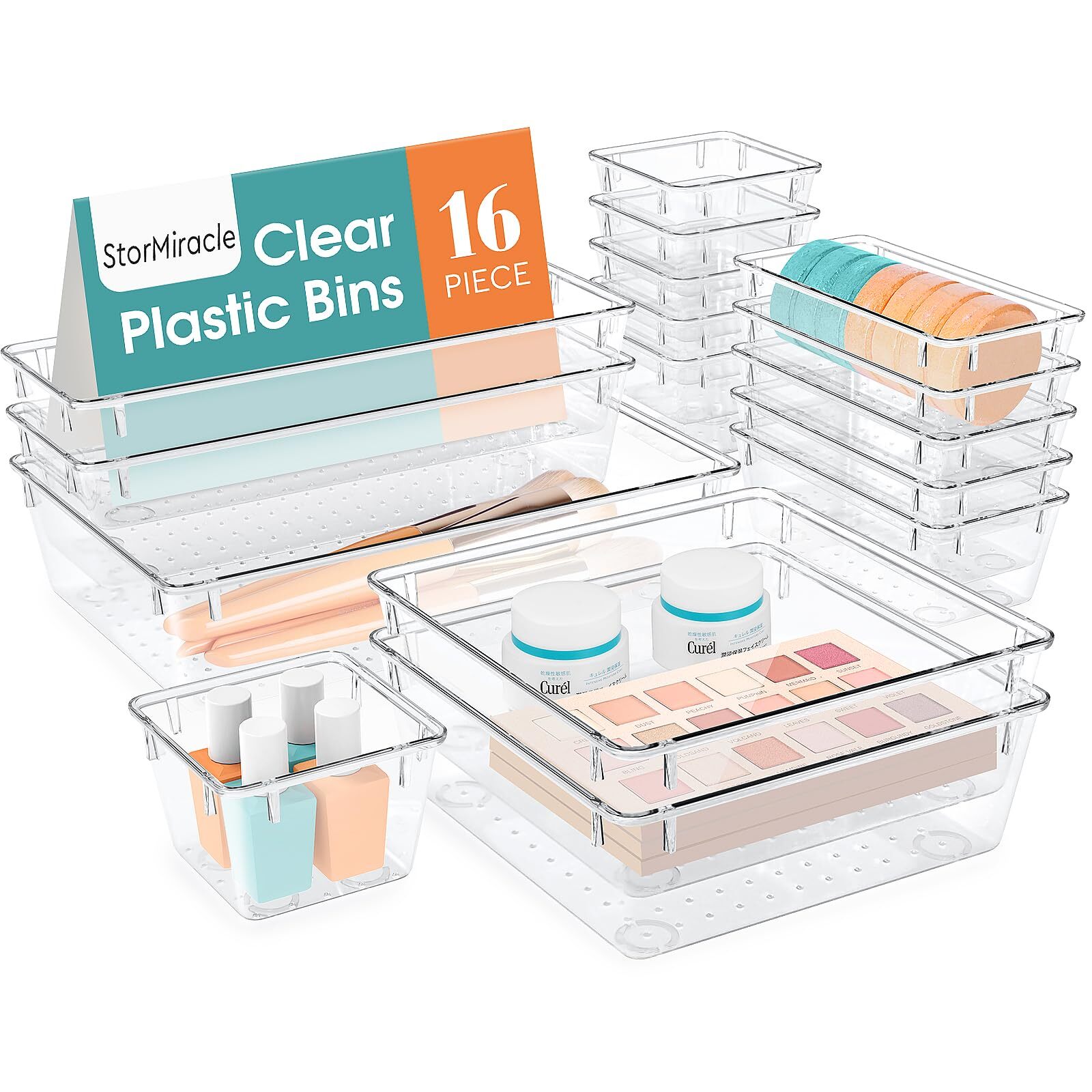 16 PCS Drawer Organizer Set, 5 Varied Size Bathroom and kitchen Drawer cabine...