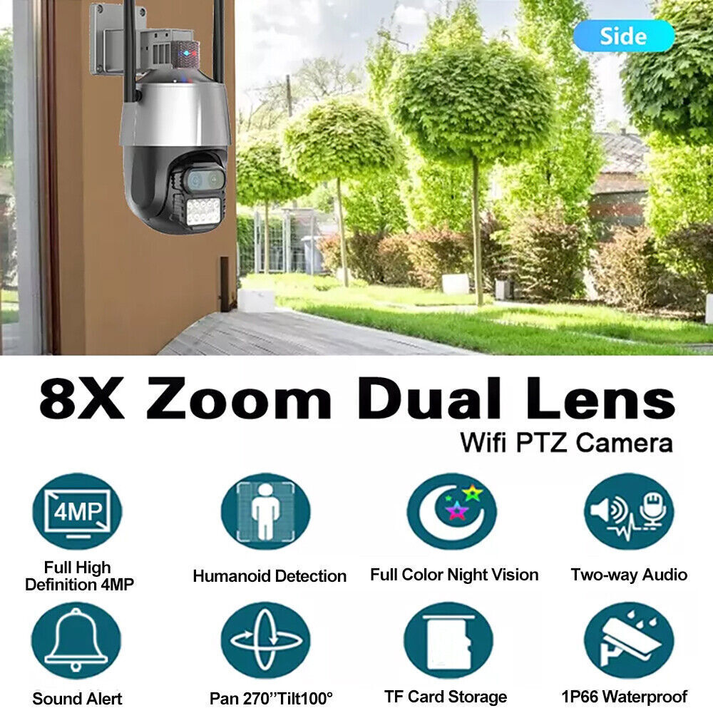 Security Camera outdoor 8MP IP Camera 8X Zoom Dual Lens PTZ WiFi Auto Tracking-image