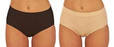 LARRY LEVINE Black Nude Seamless Med Control Shaping Brief Panty 2pk Women S M L