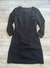 Banana Republic Long Sleeve Double Face Knit Scallop Waist Dress Black Size 4