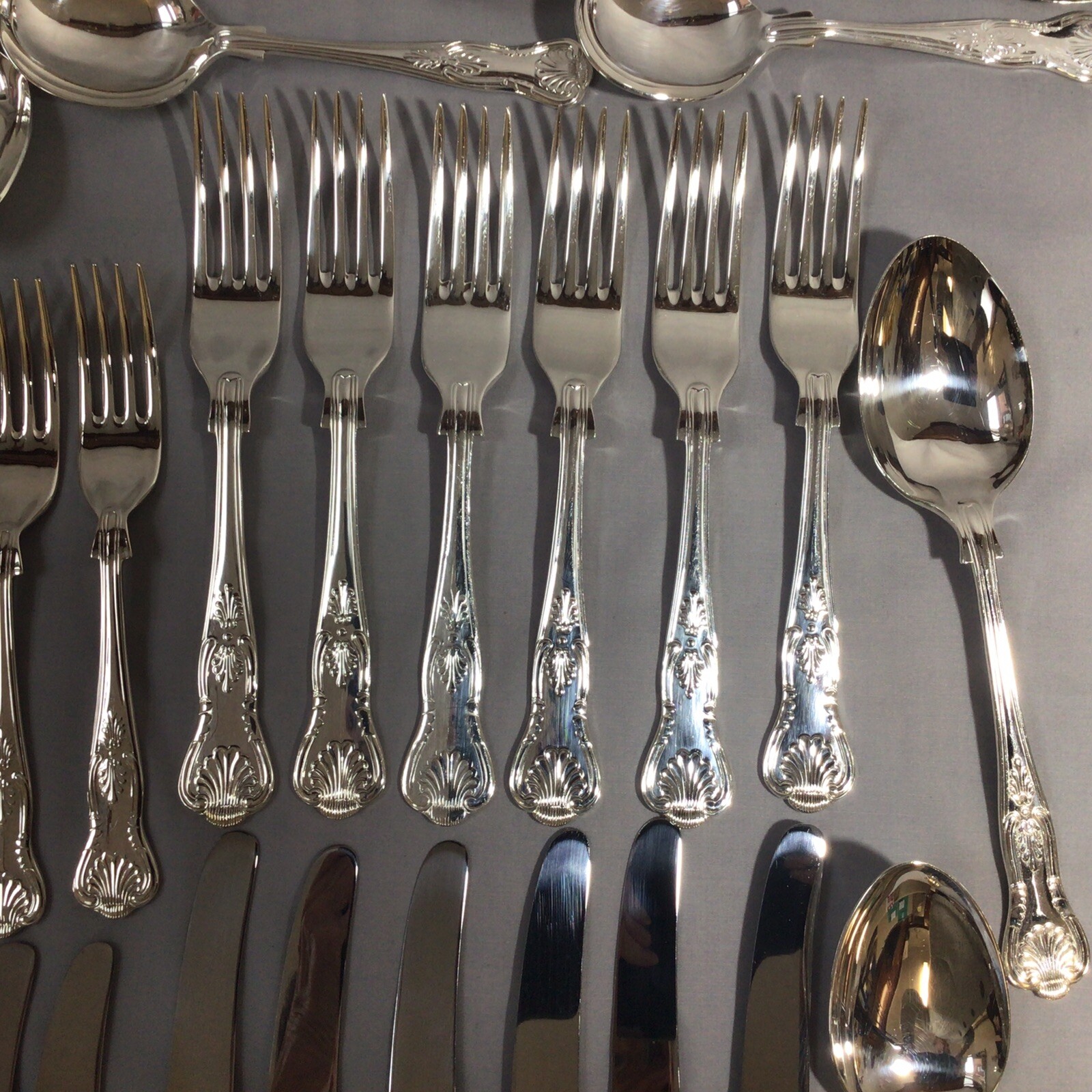 44 Piece Kings Pattern Cutlery Set A1 Silver Plate By Sanders & Bowers