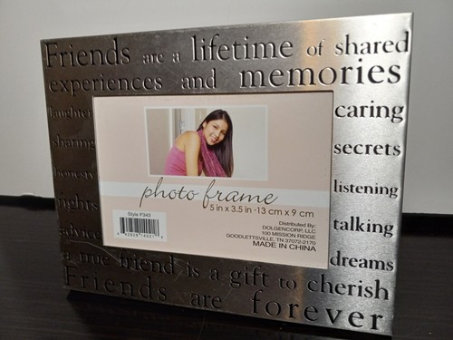 FRIENDS FOREVER Metal Pewter Silver Photo Picture Frame Embossed New Has Scratch - Picture 3 of 23