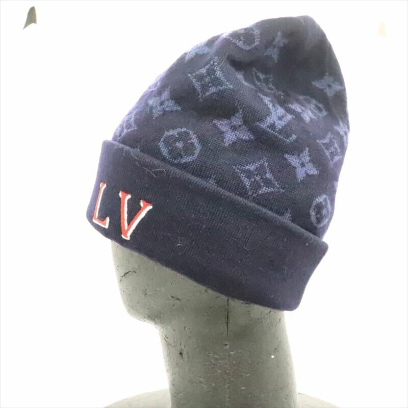 帽子 LOUIS VUITTON BONNET IKAT LOUIS VUITTON Bonnet LV Varsity Knit Cap Beanie Navy M77955
