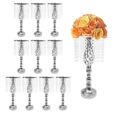 10pc Silver Plated Crystal Flower Stand Wedding Centerpiece Flower Party Decor