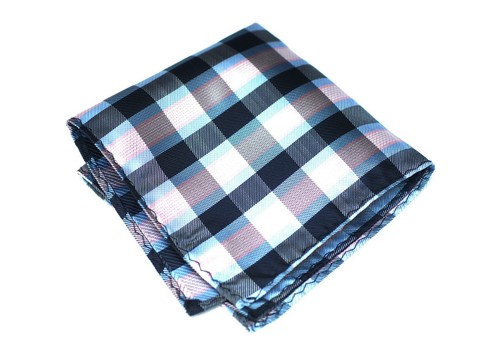 Lord R Colton Masterworks Pocket Square - Black Blue Pink Check - $75 New