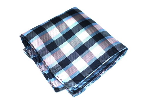 Lord R Colton Masterworks Pocket Square - Black Blue Pink Check - $75 New - Photo 1/4