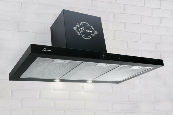 Gurari Luxus Dunstabzugshaube 90Cm 1000M³/H Wandhaube Touchcontrol Schwarz Glas-image