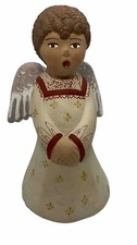 Vintage Folk Art Clay Candle Holder Angel Peruvian Artisan Peru Figurine 7”