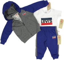 LEVI'S Boys 3 Piece Sport Set-12 Month- NEW-Hoodie sweatshirt/pants/shirt outfit