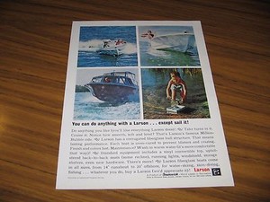 1963 Print Ad Larson Fiberglass Boats Brunswick Warsaw,IN