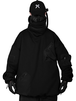Niepce Men's High Neck Hoodie Utility Streetwear Pullover Utility Sweatshirt