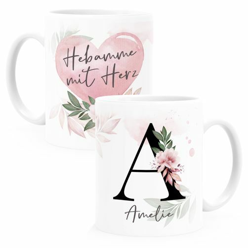 Kaffee-Tasse mit Name und Spruch mit Herz Initiale Monogramm Dankeschön