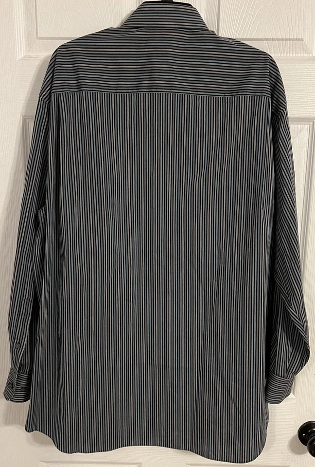 concept by claiborne Hombre’s 17 34-35 Rayas Negro, Azul y Gris Manga Larga  Foto 2 de 4