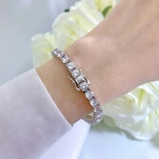 15 Ctw Round Lab Created Diamond 14K White Gold Plated Tennis 4 MM Bracelets 8"