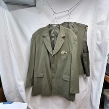 EJ Samuel 3pc Green Suit Notched Lapels Structured Silhouette Jacket Vest,Pants