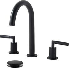 Widespread Bathroom Faucet, 3-Hole Matte Black, 2-Handle, Pop-up Drain