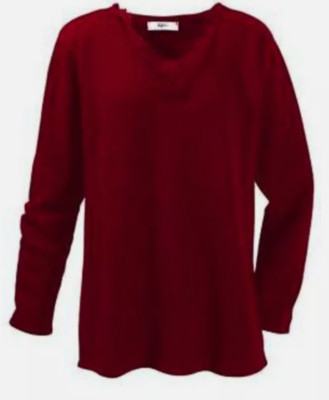 Pullover lang schlicht mit Spitze M L XL 2XL 3XL schwarz rot rosa leger neu
