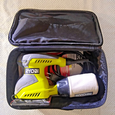 Ryobi 1/4 Sheet Sander Corded, carrying bag and assortment of sandpaper, works!