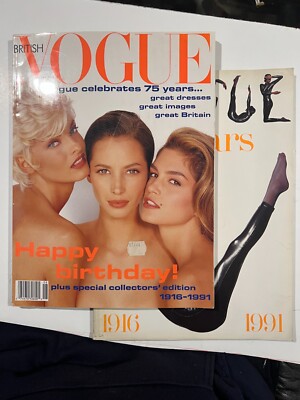 British Vogue June 1991 Cindy Crawford Christy Turlington Linda