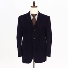 Lands' End 46R Blue Sport Coat Blazer Jacket Solid 3B Corduroy