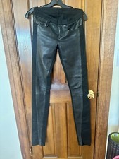 Authentic Helmut Lang 100 Genuine Leather Black Pants Legging Size 25 pre-owned