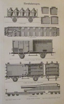 Eisenbahnwagen - Alter Druck 1898 Eisenbahnen Verkehr Technik Antique Print