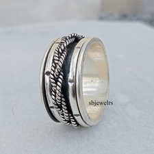 Solid 925 Sterling Silver Spinner Ring Handmade Wedding Jewelry Gift For Women