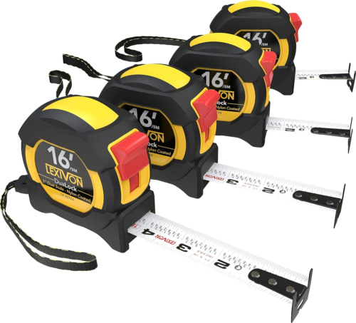 "4-Pack Dualock Tape Measure Set | 16Ft/5M, Wide Blade, Nylon Coating, Dual Side - Picture 1 of 3