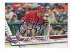 Autographed CESAR HERNANDEZ Philadelphia Phillies 2017 Topps Card #348 w/ COA