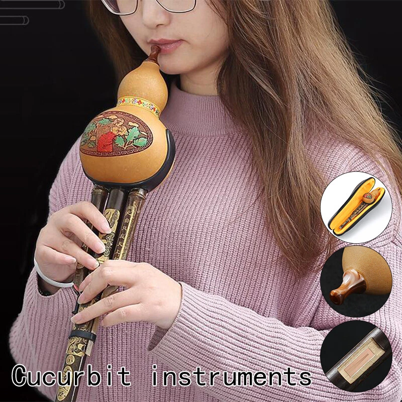 1 pieza Flauta Cucurbitá de Bambú Hulusi Hecha a Mano China Étnica Musical Llave de C,B Plana Foto 4 de 4