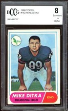 1968 Topps #162 Mike Ditka Card BGS BCCG 8 Excellent+