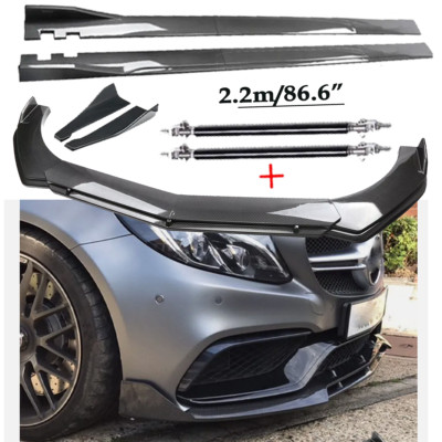 Carbon Fiber Front Bumper Lip Spoiler & Side Skirt For Mercedes-Benz C200