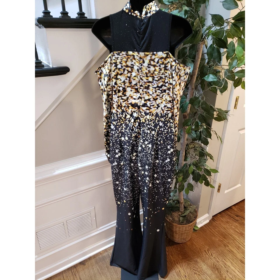 Mono Chicme para mujer XL negro a lunares cuello falso encaje inserción hombro frío Foto 4 de 4