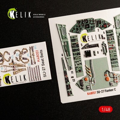 1/48 Kelik K48051 SU-27 Flanker interior 3D decals for GWH kit