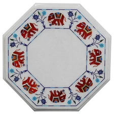 15" Marble Center Table Top Pietra  Dura Inlay Handmade Work Home Decor
