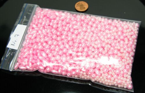 Wachsperlen Großpack 1200 Stück  Perlen-Bastelperlen  rosa  3 bis 7mm Nr 07 - Bild 1 von 1