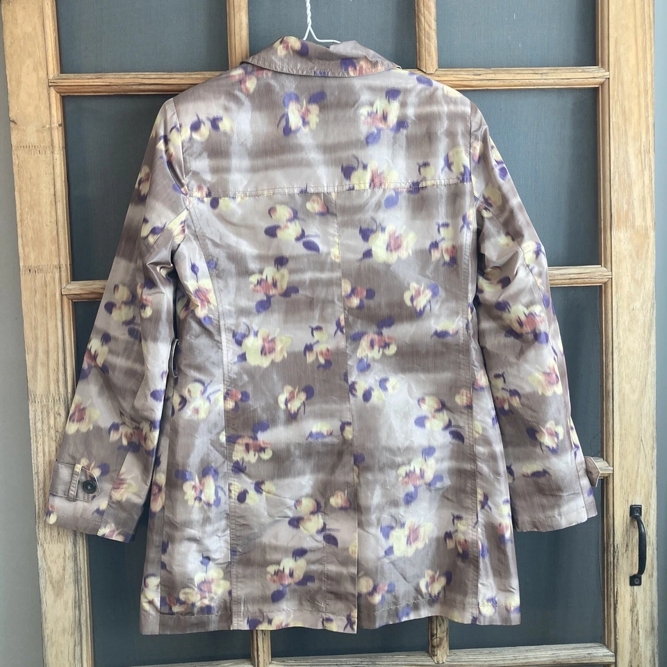 Chaqueta Blazer Coldwater Creek Para Mujer Floral Amarillo Púrpura Talla XS 4-6 Brillante Foto 2 de 4