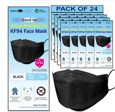 (Pack of 24) Happy Life, Good Day kf94 Black face mask Adult Size☆Made in Korea☆