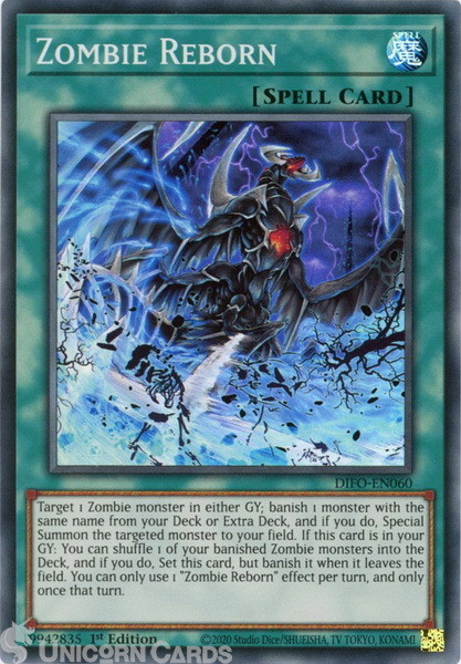 DIFO-EN060 Zombie Reborn Super Rare 1st Edition Mint YuGiOh Card