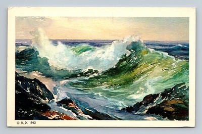 Kennebunkport,ME Rolling In, Roger Deering York County Maine Art Postcard