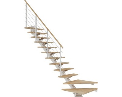 Pertura Mittelholmtreppe Zelos Buche Weiß 1/4 gewendelt unten links/rechts 75 cm