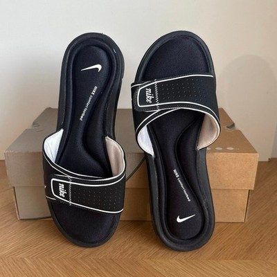 Nike Ultra Comfort Footbed Black/White Women Slides Flip Flops  - SZ 10