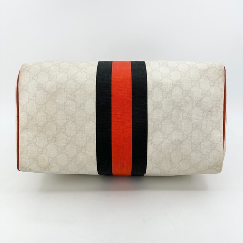 GUCCI Mini Boston Hand Bag Joy Line GG Supreme Leather White Orange Auth_0135 - Picture 15 of 21