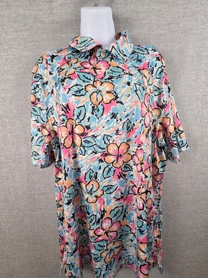 Chubbies Performance Polo Shirt XL Weekend Has Arrived Floral Print Bamboo Blend