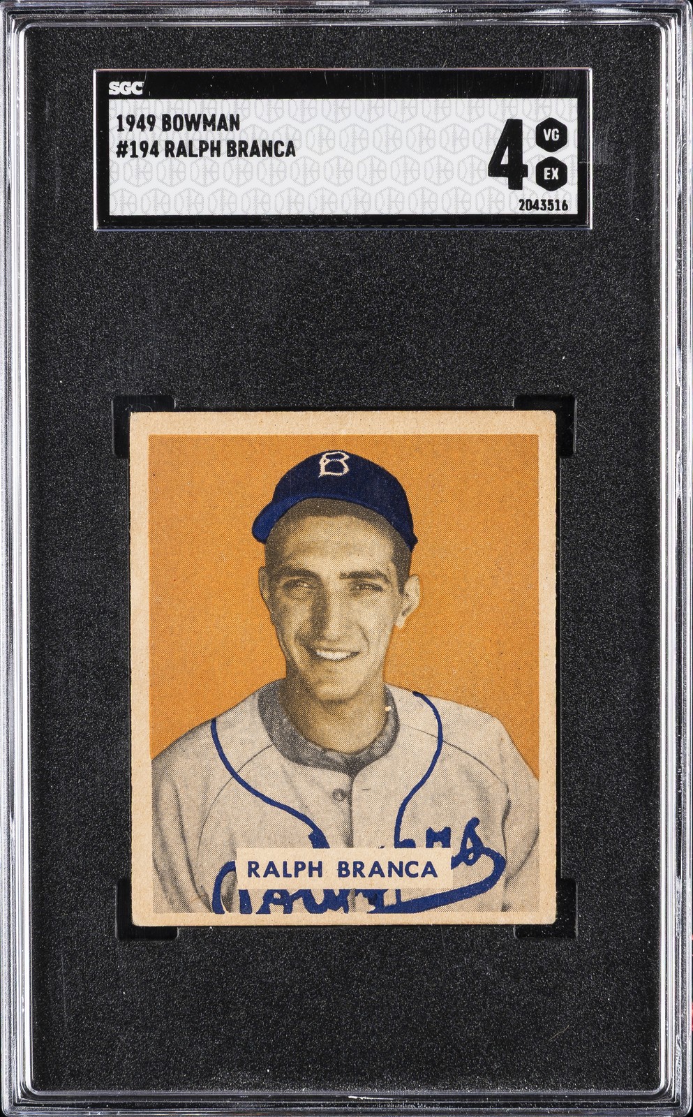 1949 BOWMAN #194 RALPH BRANCA SGC 4