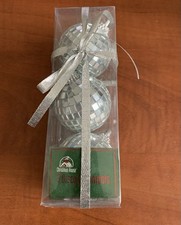3Christmas Ornaments REAL GLASS Mosaic Silver Disco Balls Mirror Reflective 2.0